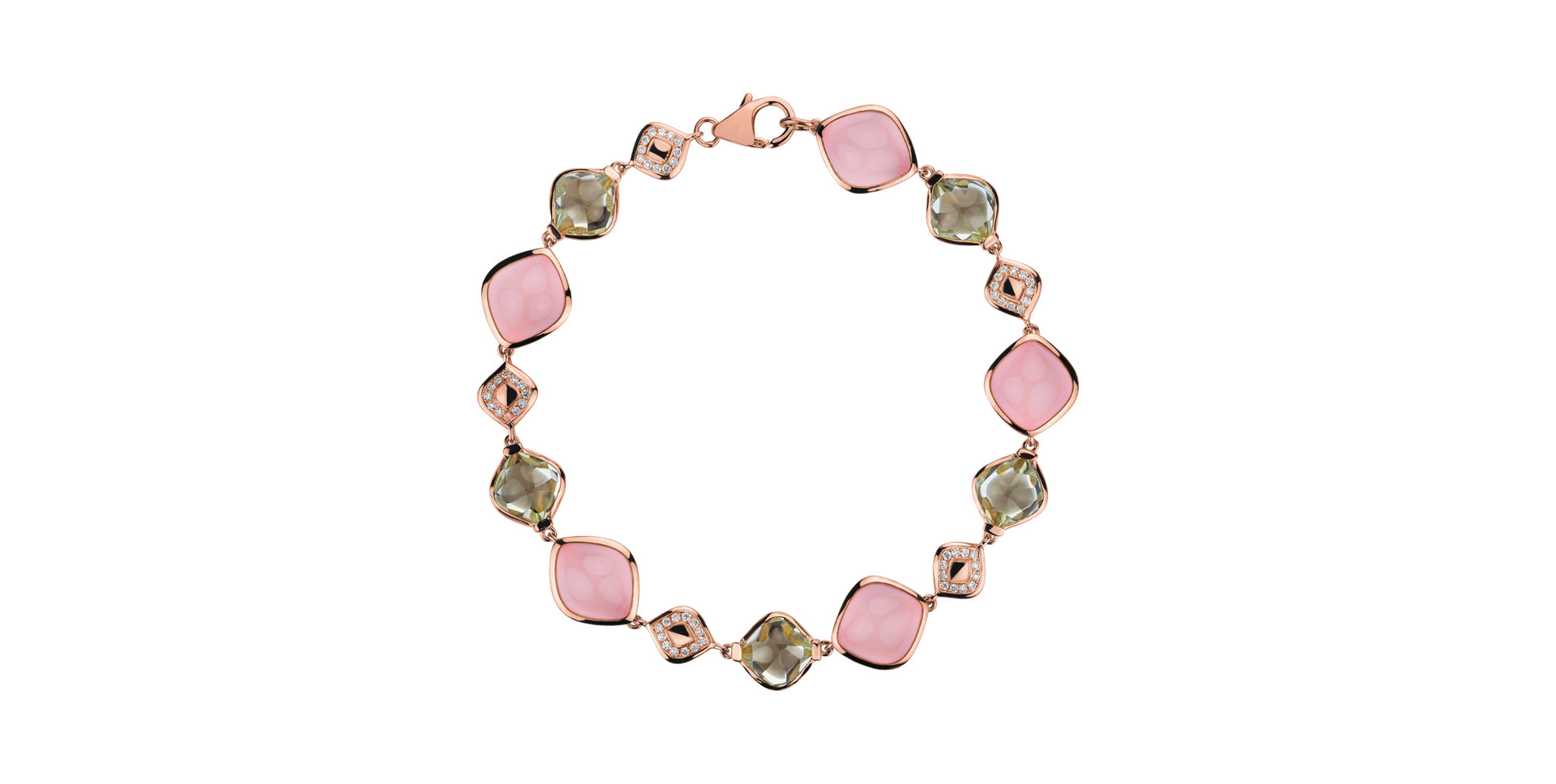 Náramek s diamanty, ametystem a růženínem Imposant Message