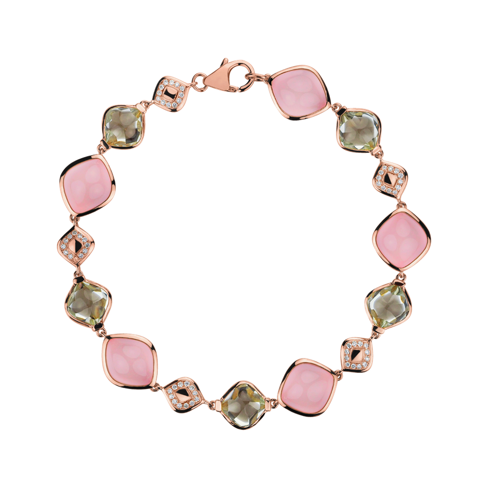 Náramek s diamanty, ametystem a růženínem Imposant Message