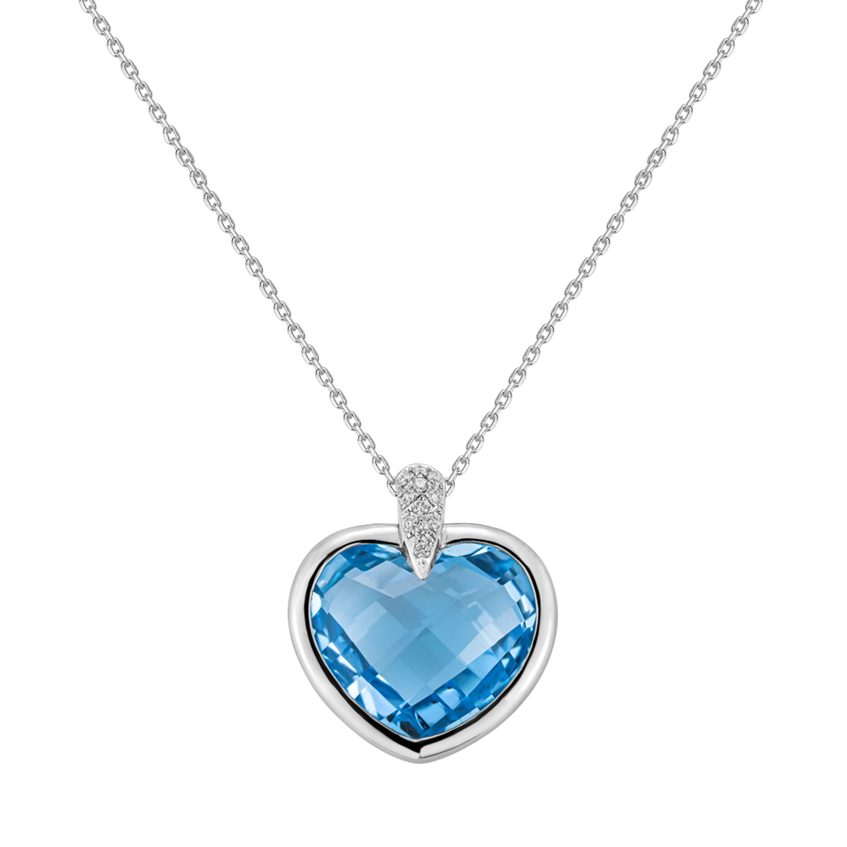 Přívěs s diamamanty a topazem Heartlight