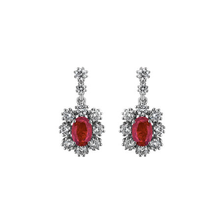 Náušnice s rubínem a diamanty Crimson Luck