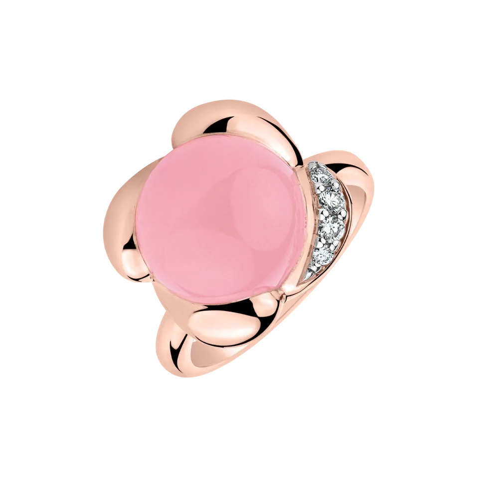 Prsten s růženínem a diamanty Petal Dream