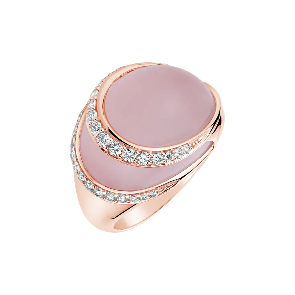 Prsten s růženínem a diamanty Shining Rose