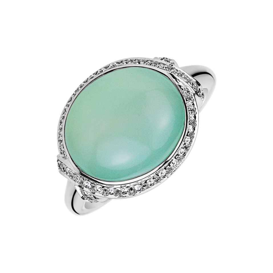 Prsten s chalcedonem a diamanty Golden Bloom