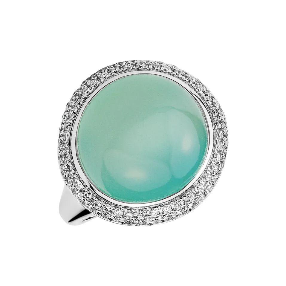 Prsten s chalcedonem a diamanty Bloom of Life