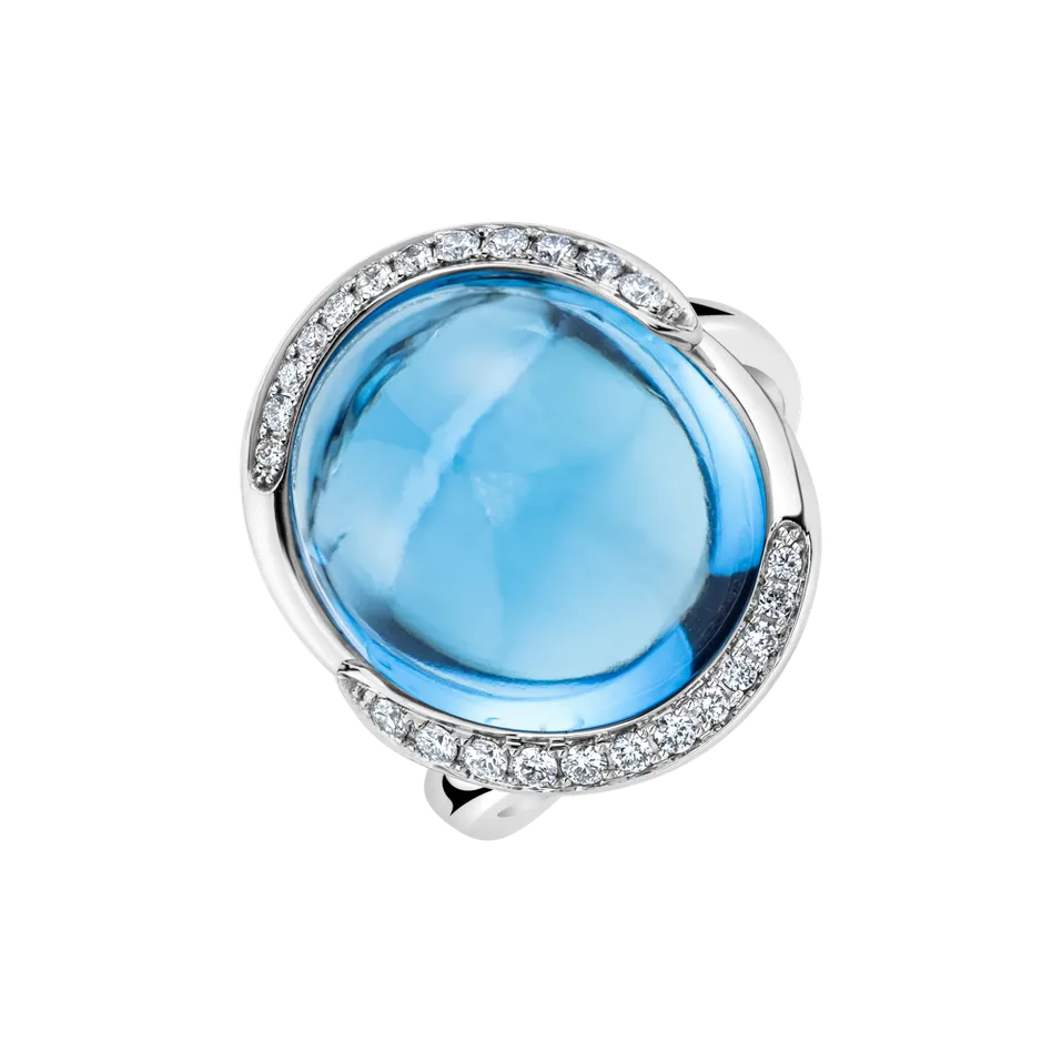 Prsten s diamanty a topazem Blue Grace