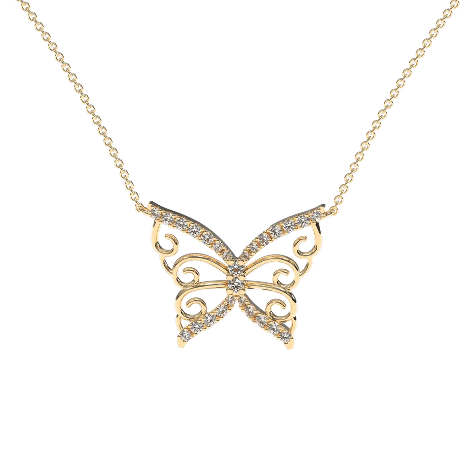 Náhrdelník s diamanty Butterfly