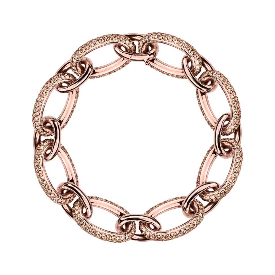 Náramek 18kt růžové zlato s hnědým diamantem Pompous Gem