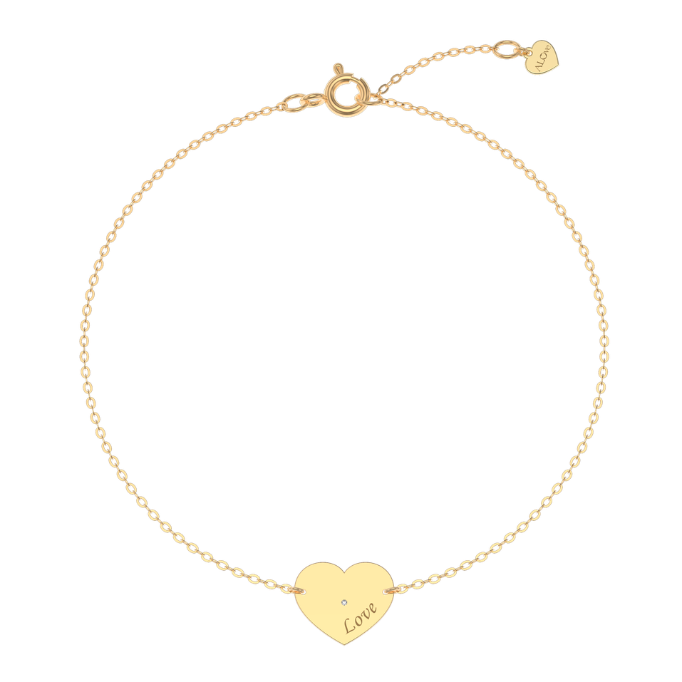 Náramek s diamantem Heart Love
