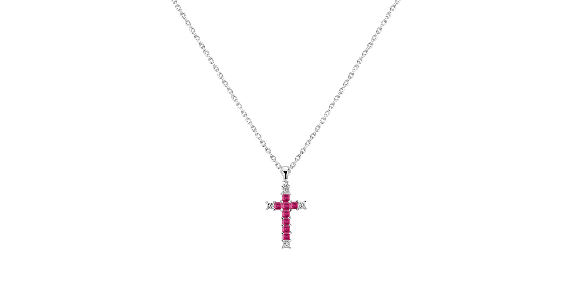 Přívěs s rubínem a diamanty Faithful Cross