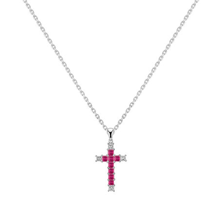Přívěs s rubínem a diamanty Faithful Cross
