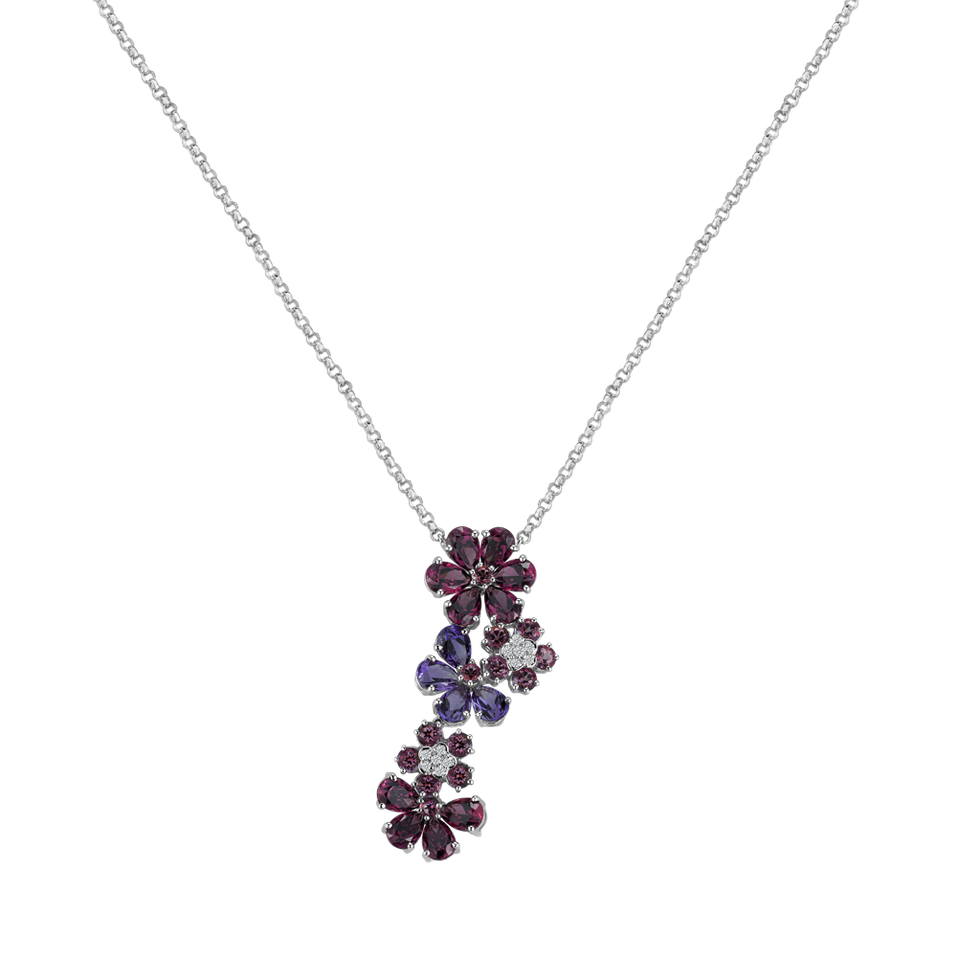 Náhrdelník s diamanty a ametystem, spinelem a turmalínem Ethereal Bloom