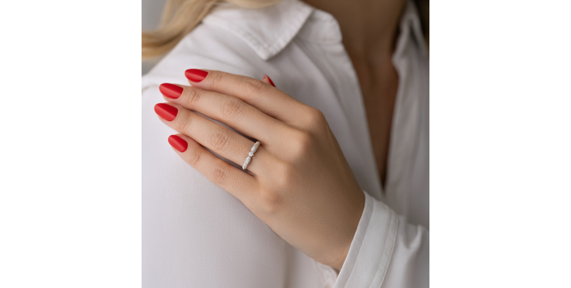 Prsten 14kt bílé zlato s diamantem Luxury Addiction