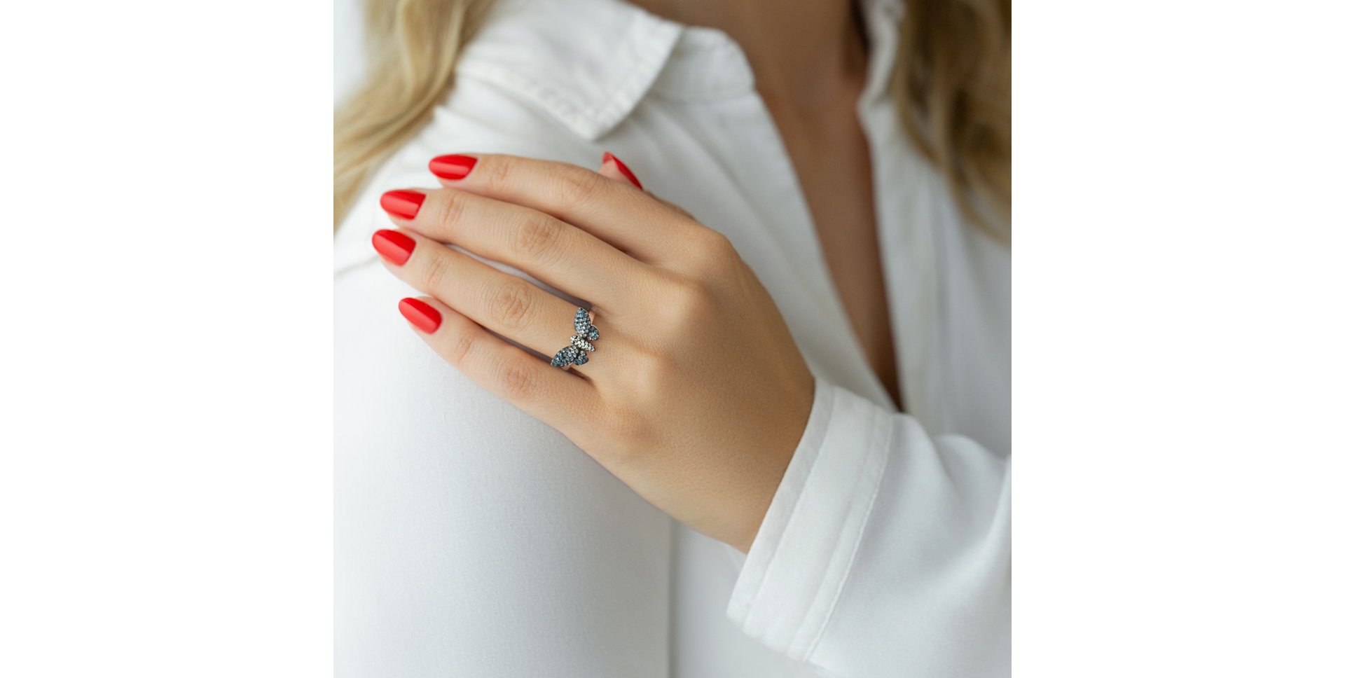 Prsten s diamanty a safíry Shiny Wings