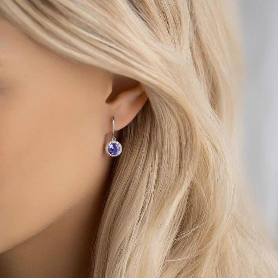 Náušnice s tanzanitem a diamanty Lovely Diana