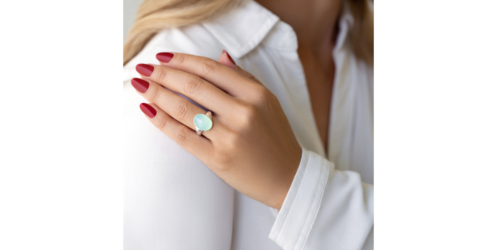 Prsten s chalcedonem a diamanty Gem Spirit