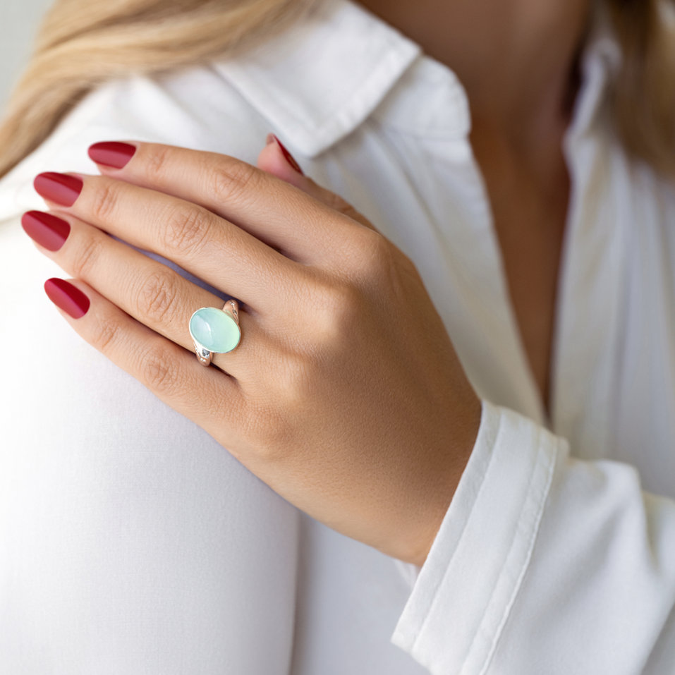 Prsten s chalcedonem a diamanty Gem Spirit