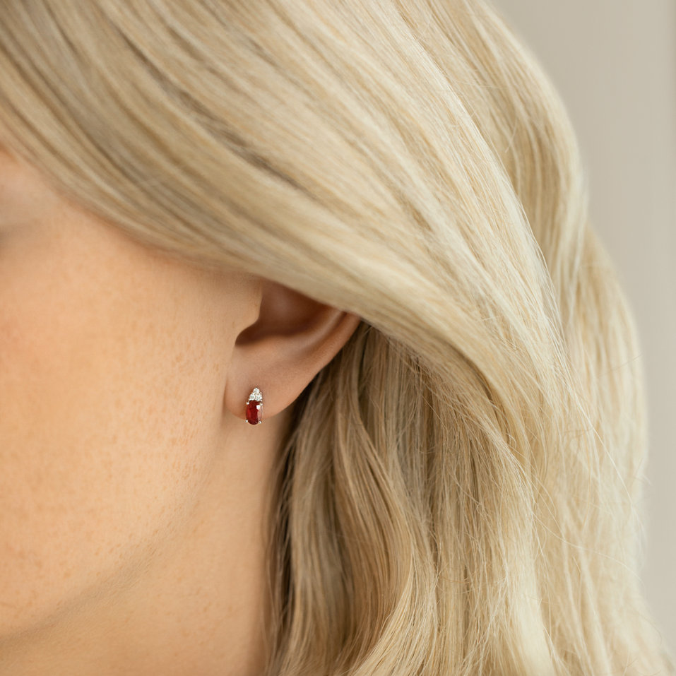 Náušnice s rubínem a diamanty Mystery Secrets