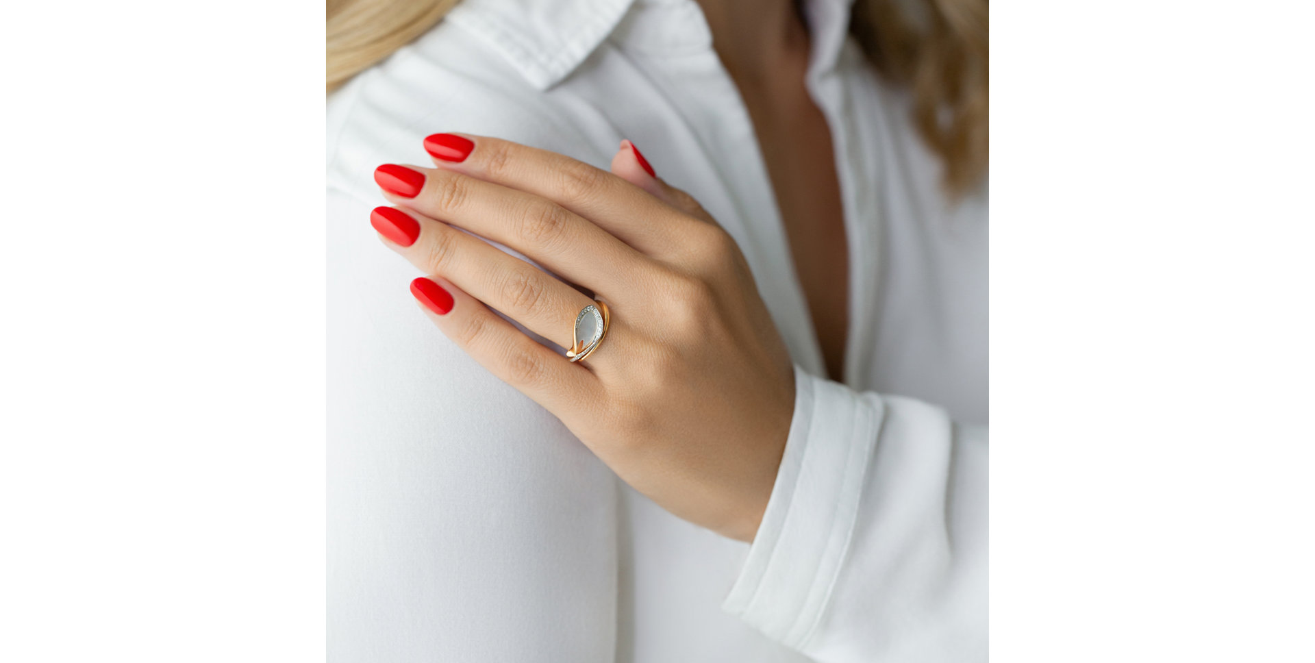 Prsten s perletí a diamanty Pearl Memory