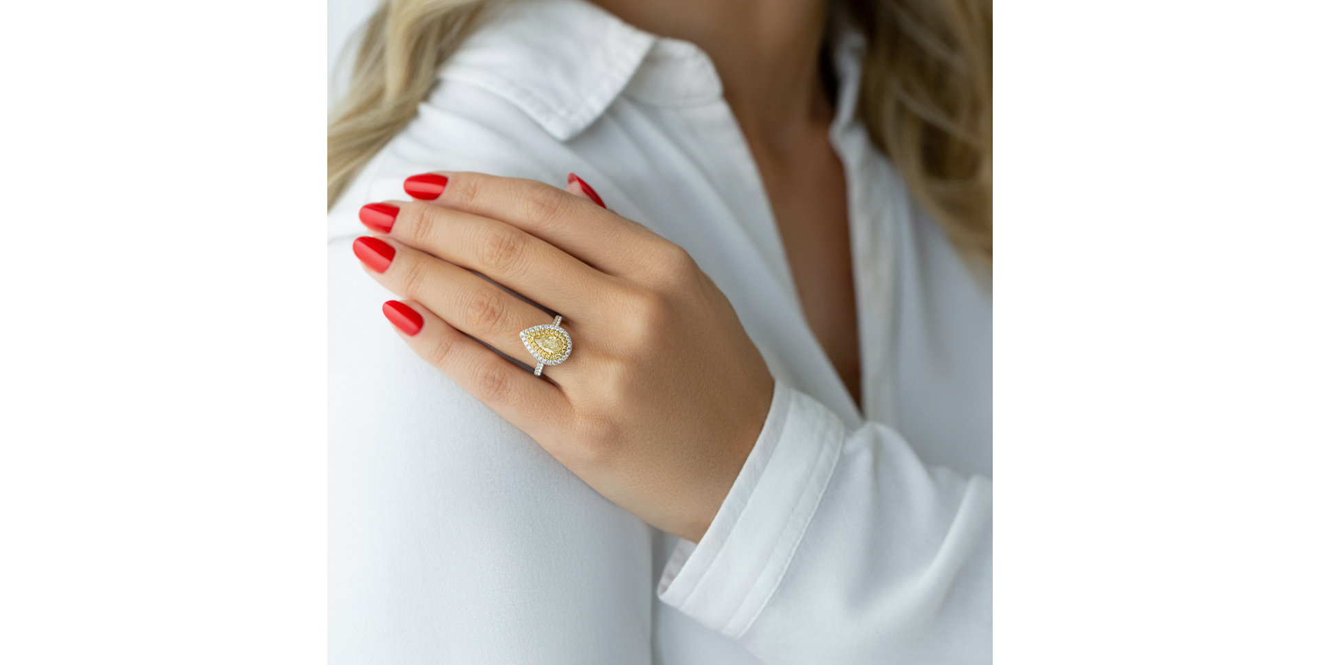 Prsten s žlutými a bílými diamanty Sun Drop