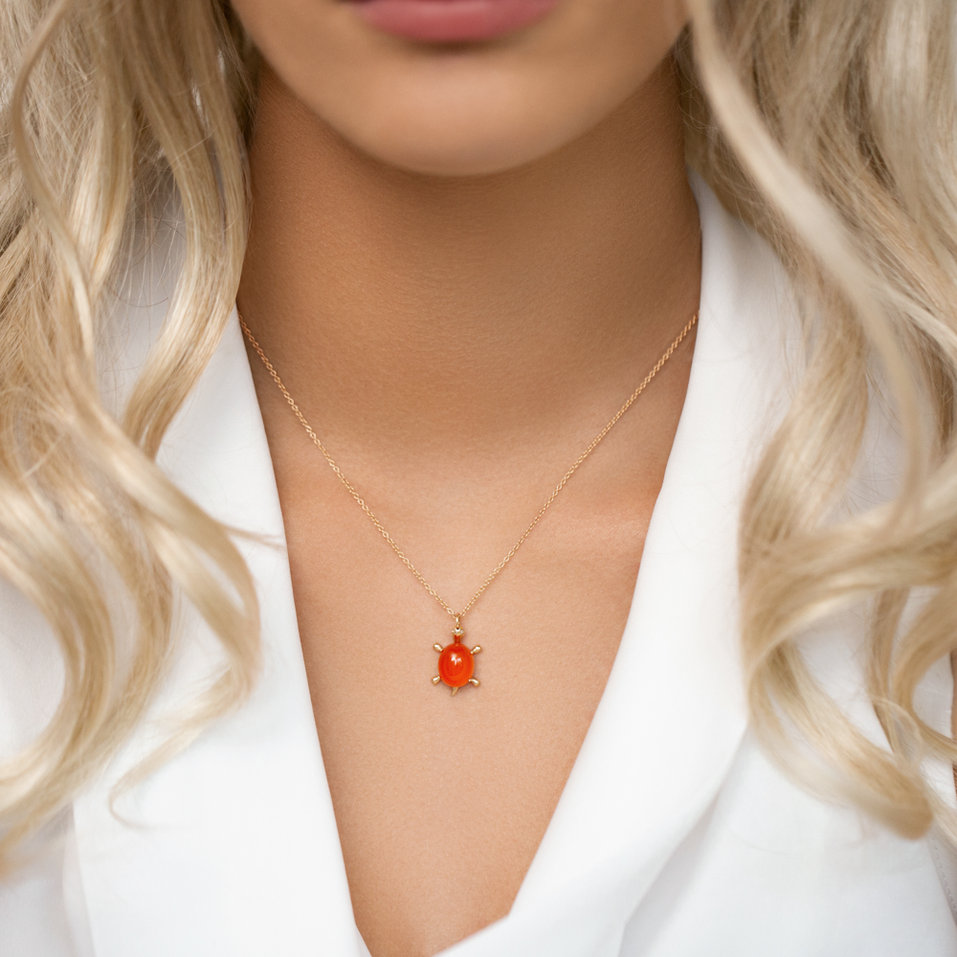 Náhrdelník s chalcedonem a diamanty Marvelous Turtle