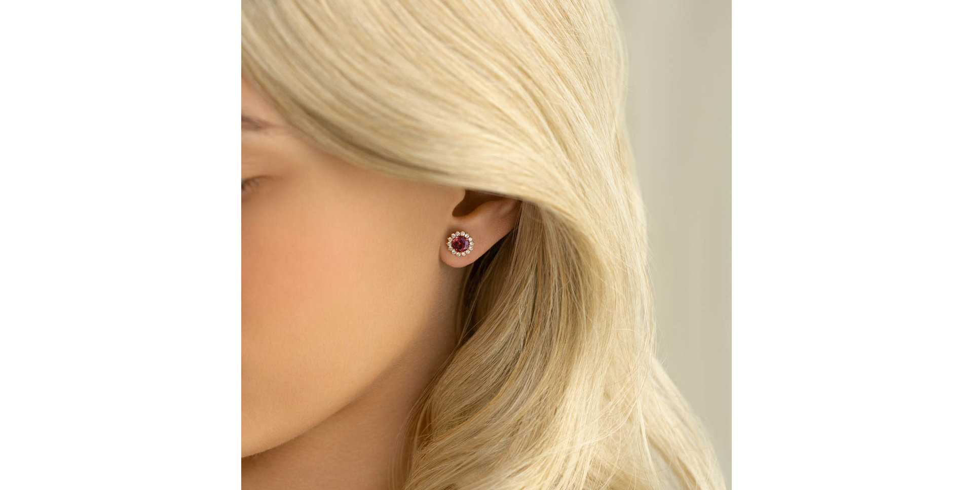 Náušnice s granátem a diamanty Stellar Hope