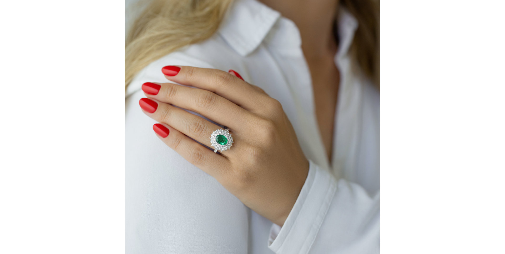 Prsten se smaragdem a diamanty Frozen Drop