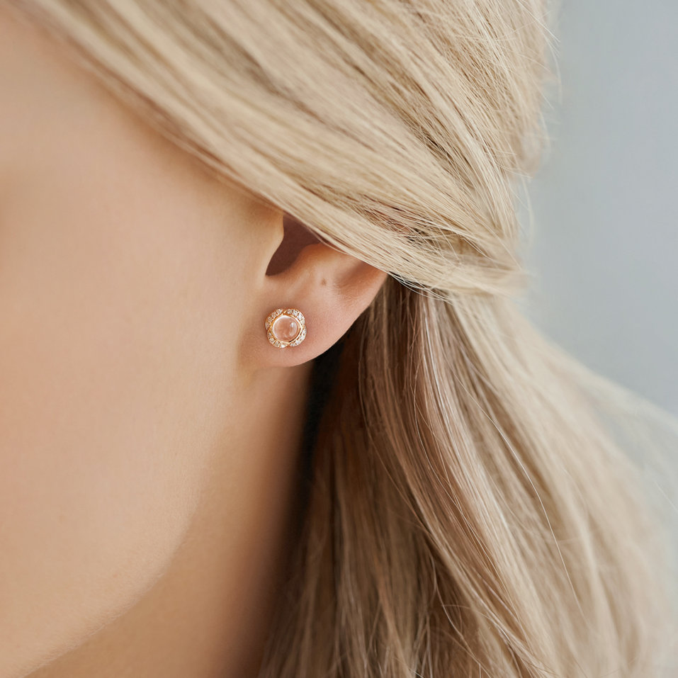 Náušnice s růženínem a diamanty Genevieve