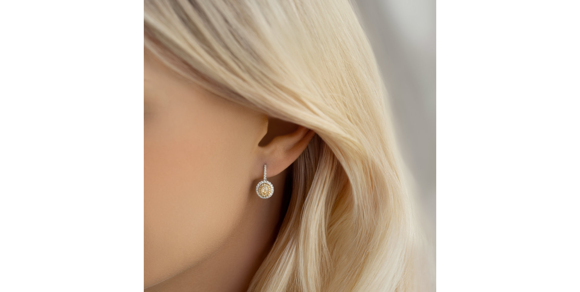 Náušnice s bílými a žlutými diamanty Glossy Sun