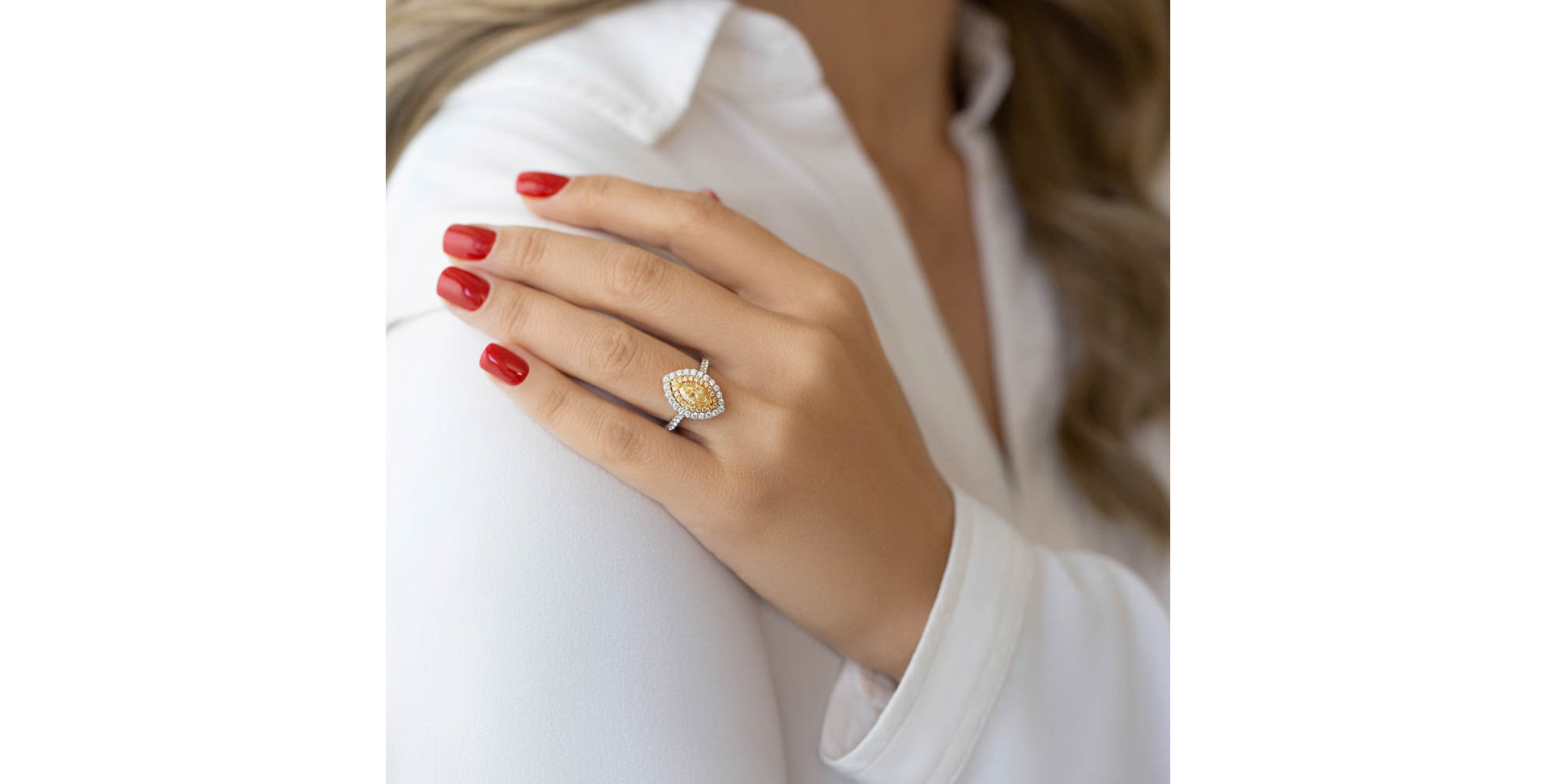 Prsten s bílými a žlutými diamanty Golden Light