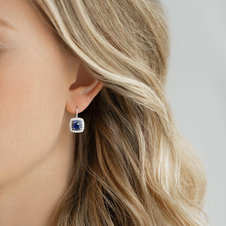 Náušnice se safírem a diamanty Sparkling Rise