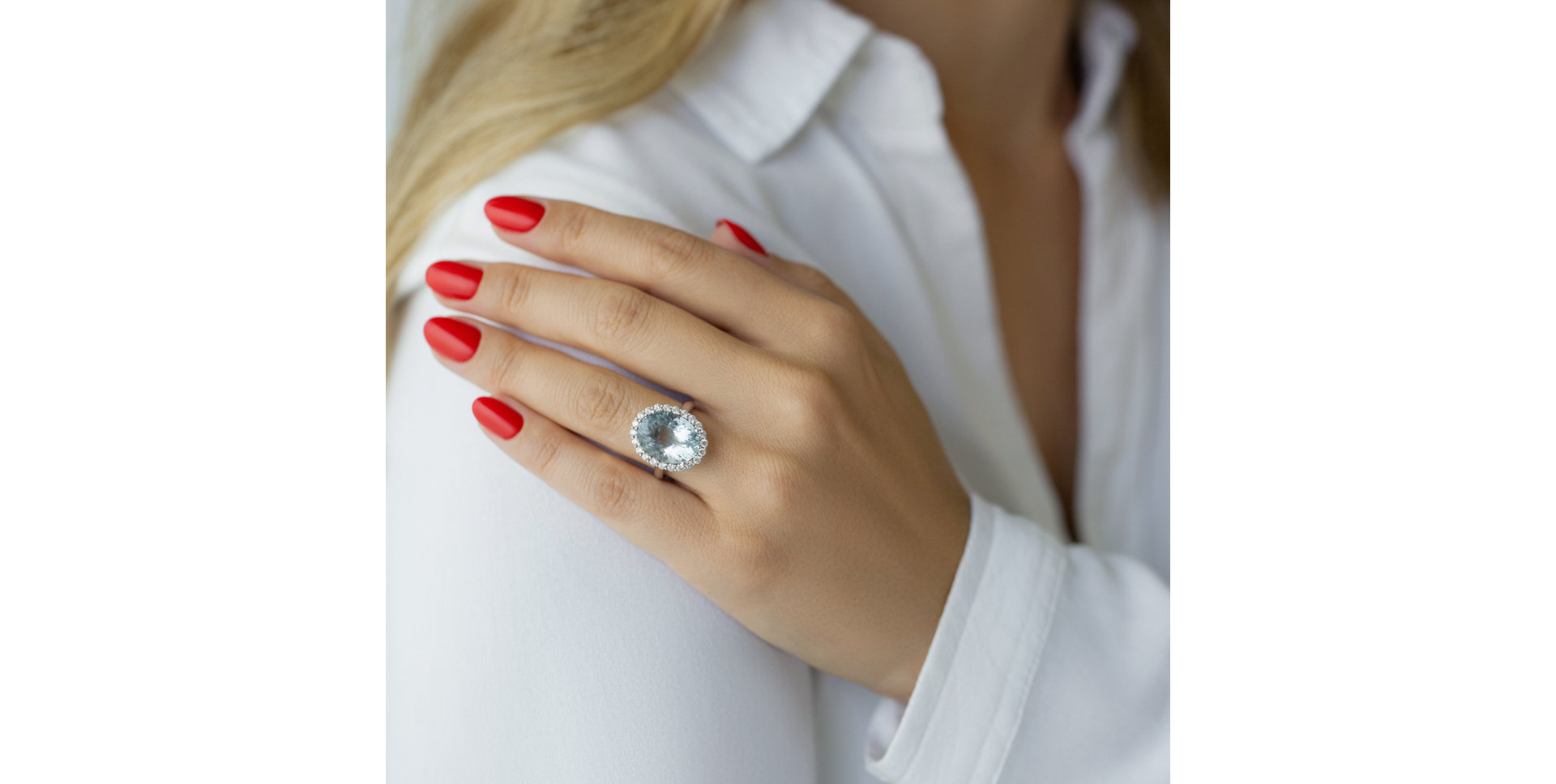 Prsten s akvamarínem a diamanty Fairy Sky