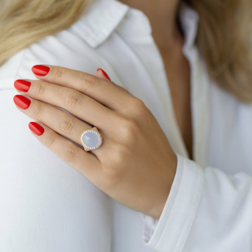 Prsten s chalcedonem a diamanty Royal Opium