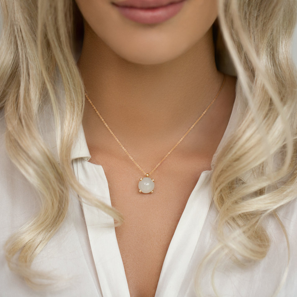 Náhrdelník s chalcedonem a diamanty Royal Drop