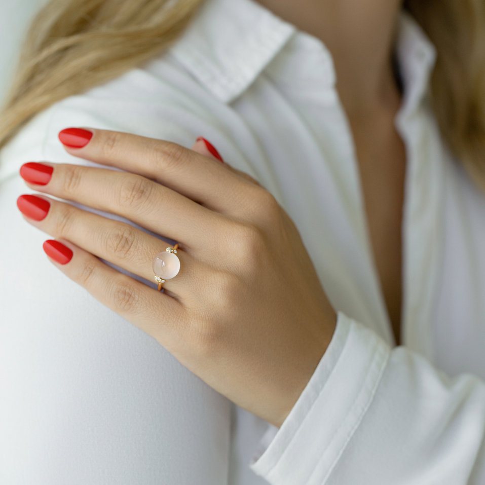 Prsten s měsíčním kamenem a diamanty Heaven Czarina