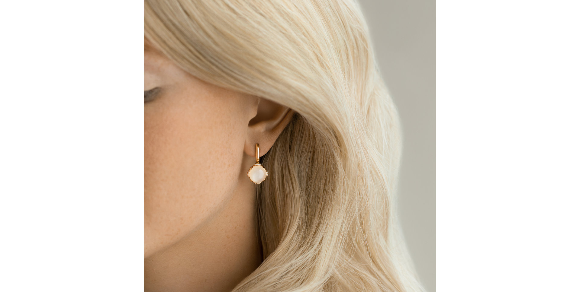 Náušnice s diamanty a měsíčním kamenem Aureli