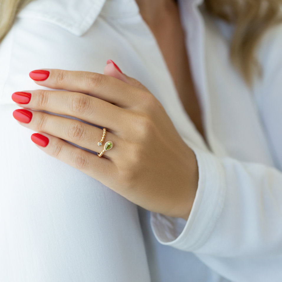 Prsten s turmalínem a diamanty Stupéfiant