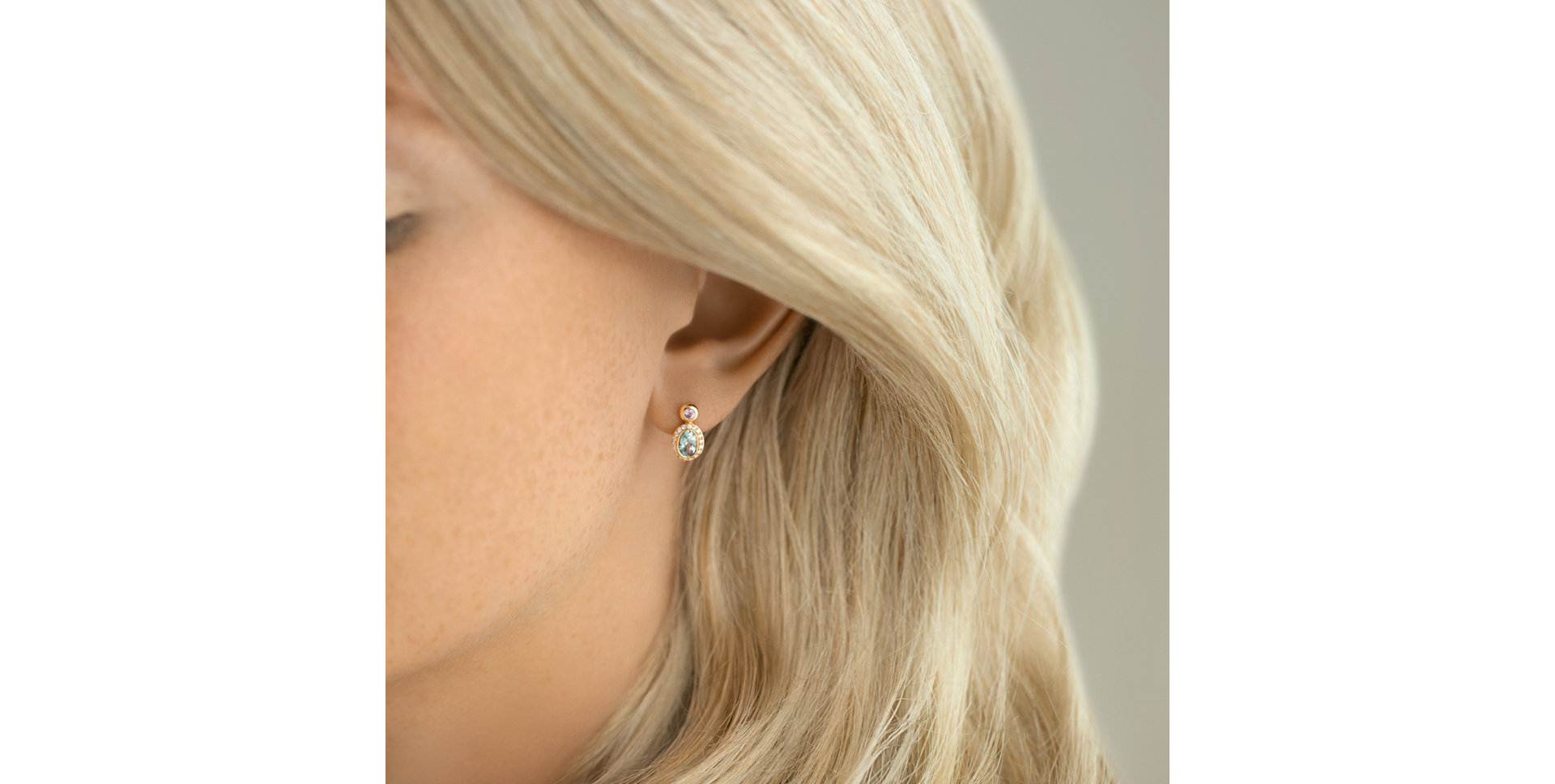 Náušnice s diamanty, turmalínem a safírem Lèpre