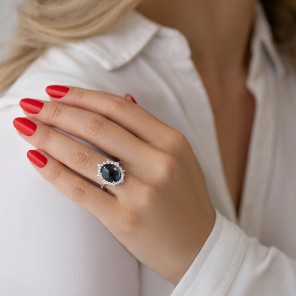 Prsten s topazem a diamanty Blue Hope