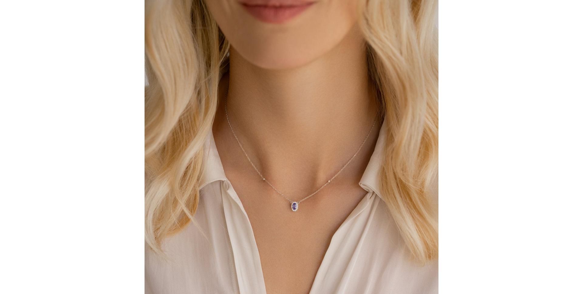 Náhrdelník s tanzanitem a diamanty Space Gem