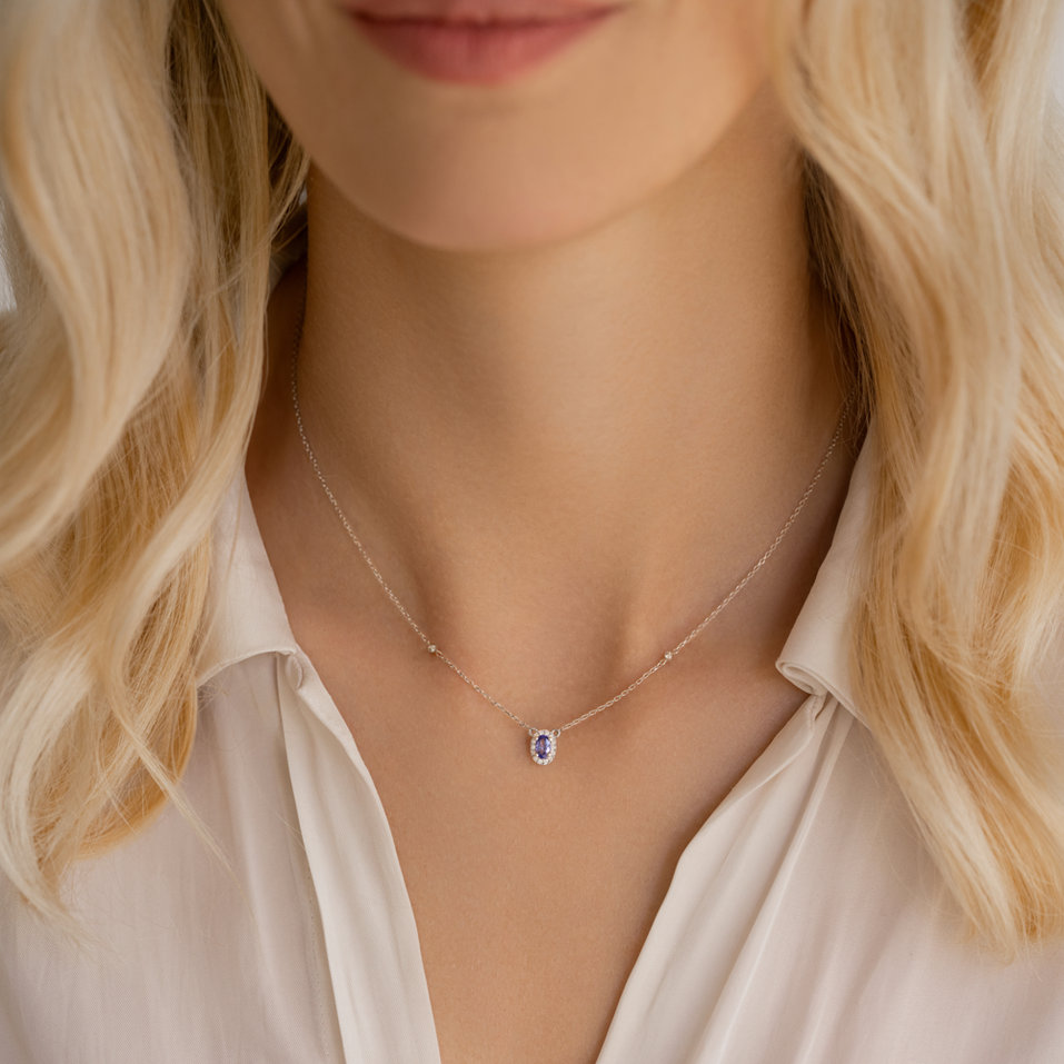 Náhrdelník s tanzanitem a diamanty Space Gem