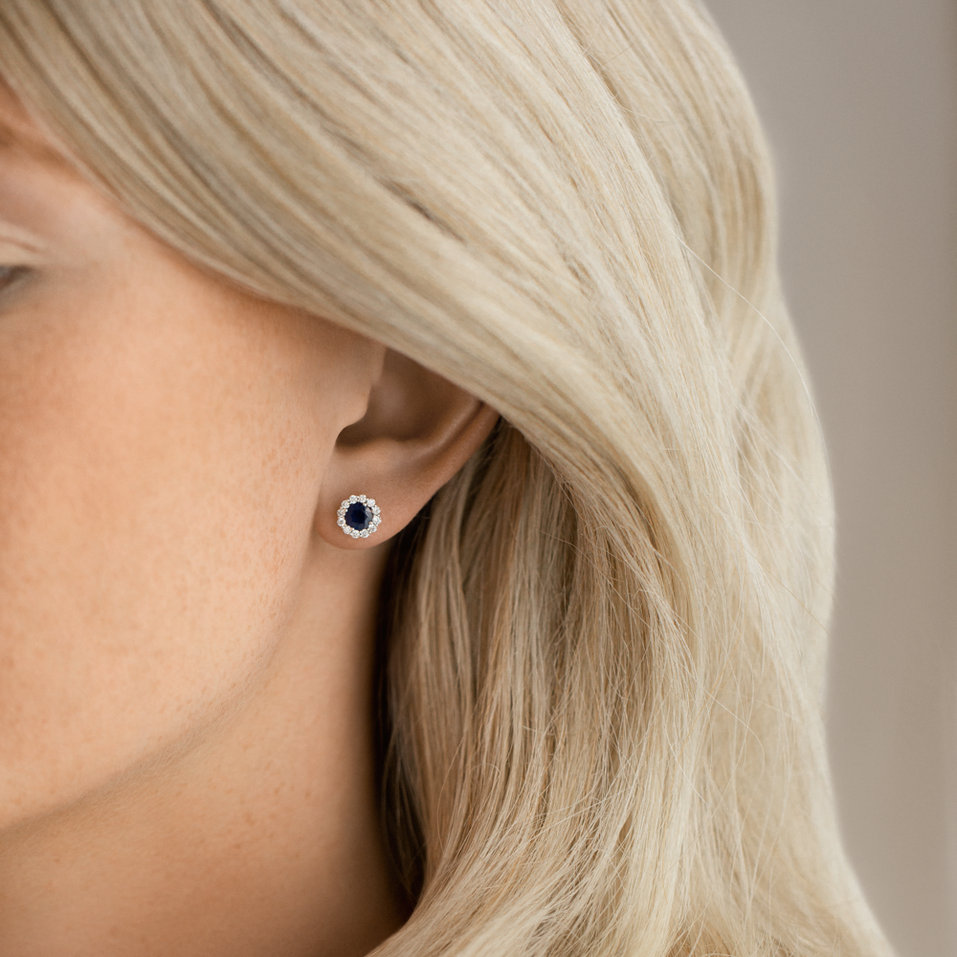 Náušnice s safírem a diamanty Bloom Spark