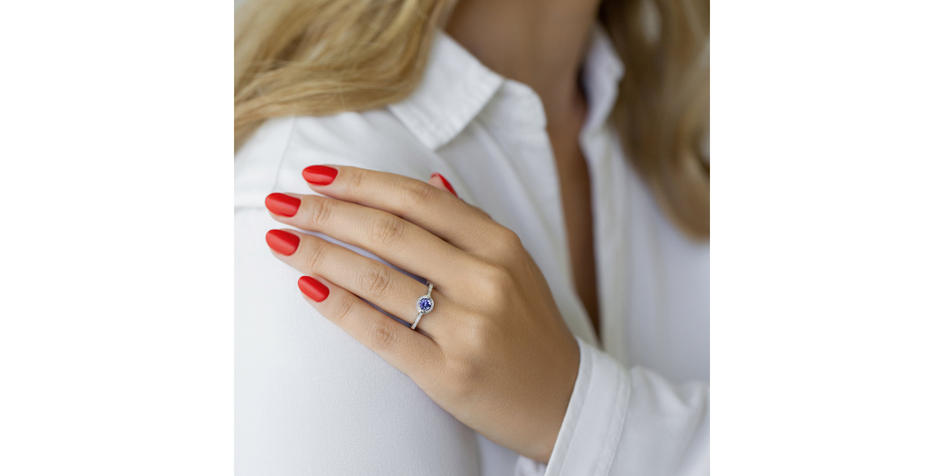 Prsten s tanzanitem a diamanty Parvati