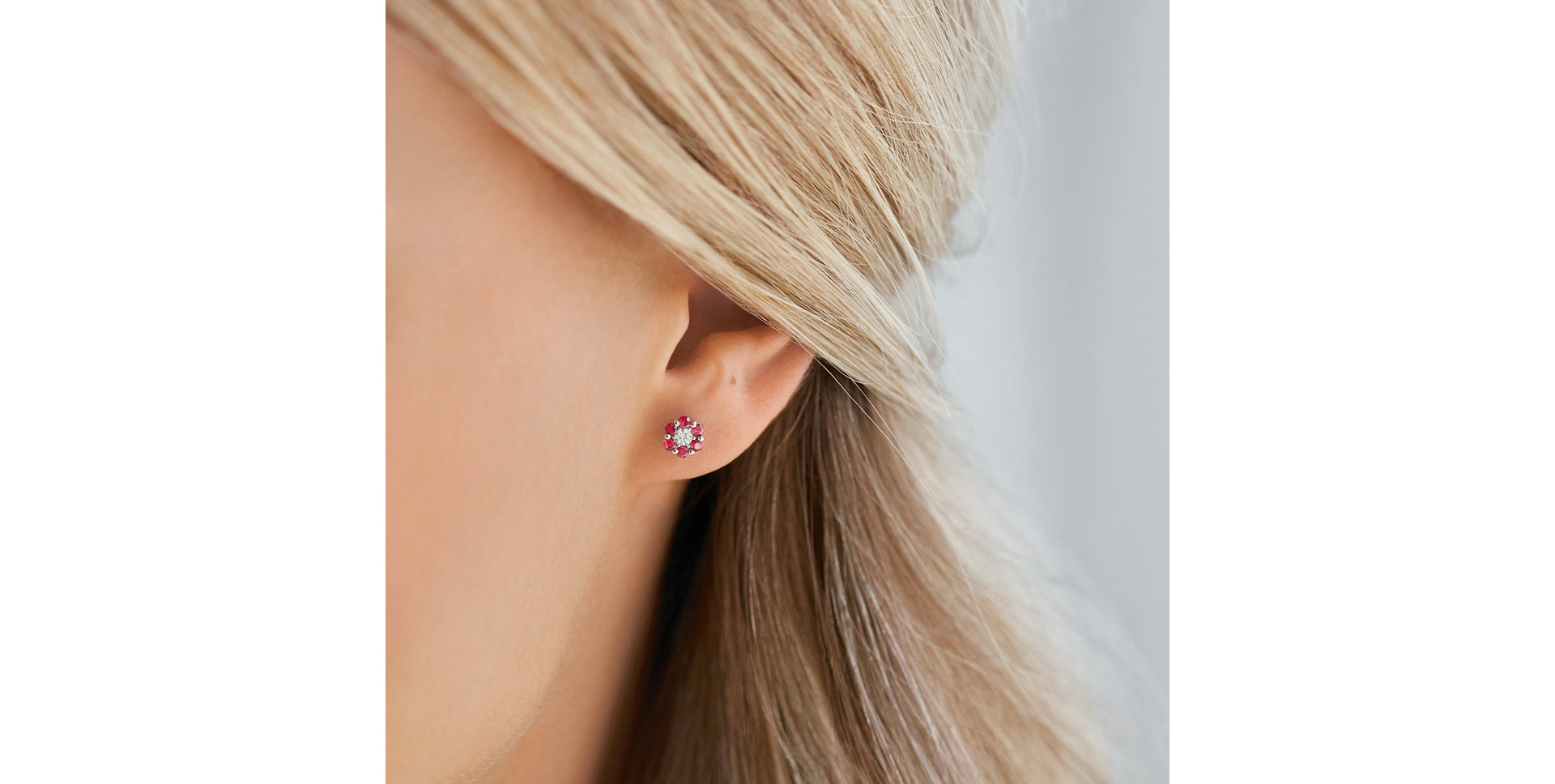 Náušnice s diamantem a rubíny Shiny Constellation