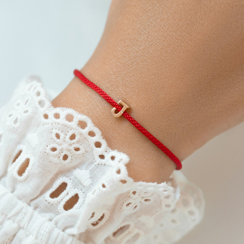 Náramek s diamantem a šňůrkou Flat Line P