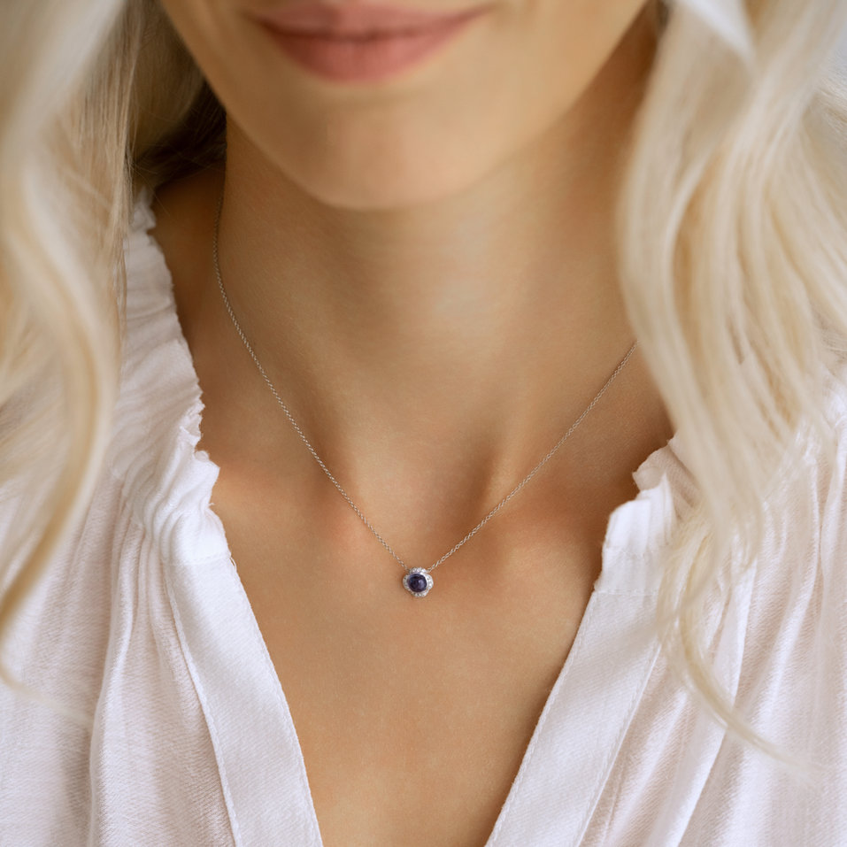 Náhrdelník s diamanty a ametystem Genevieve