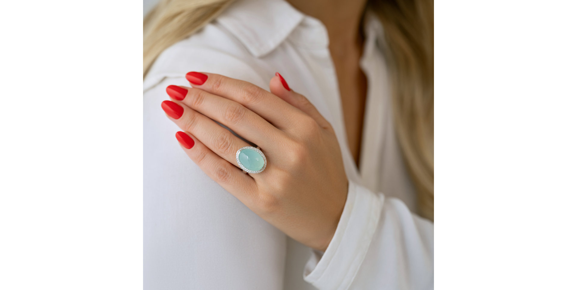Prsten s chalcedonem a diamanty Blossom Gem