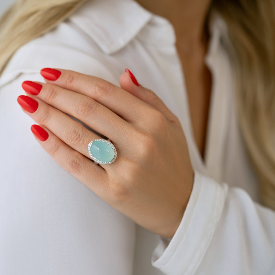Prsten s chalcedonem a diamanty Blossom Gem