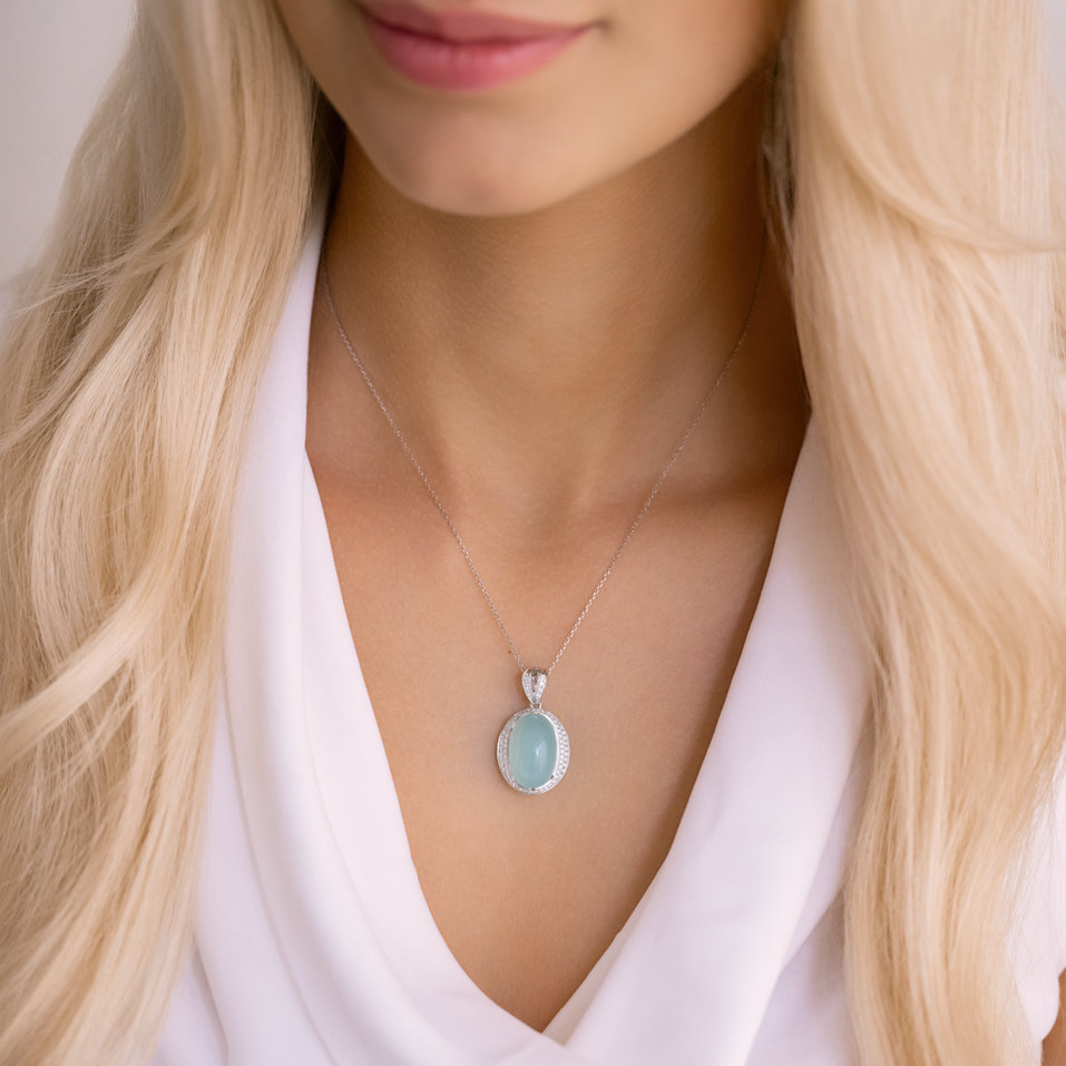 Přívěs s chalcedonem a diamanty Blossom Grace