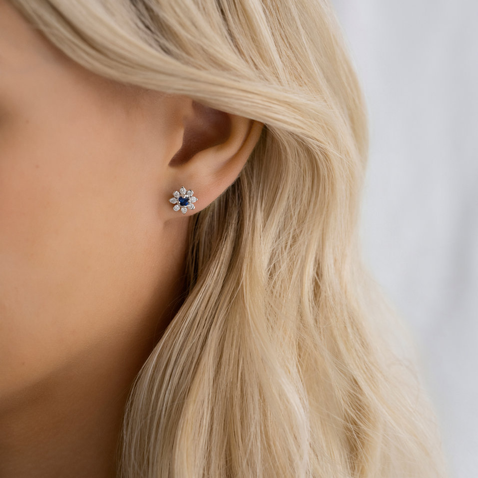 Náušnice s safírem a diamanty Frozen Sapphire