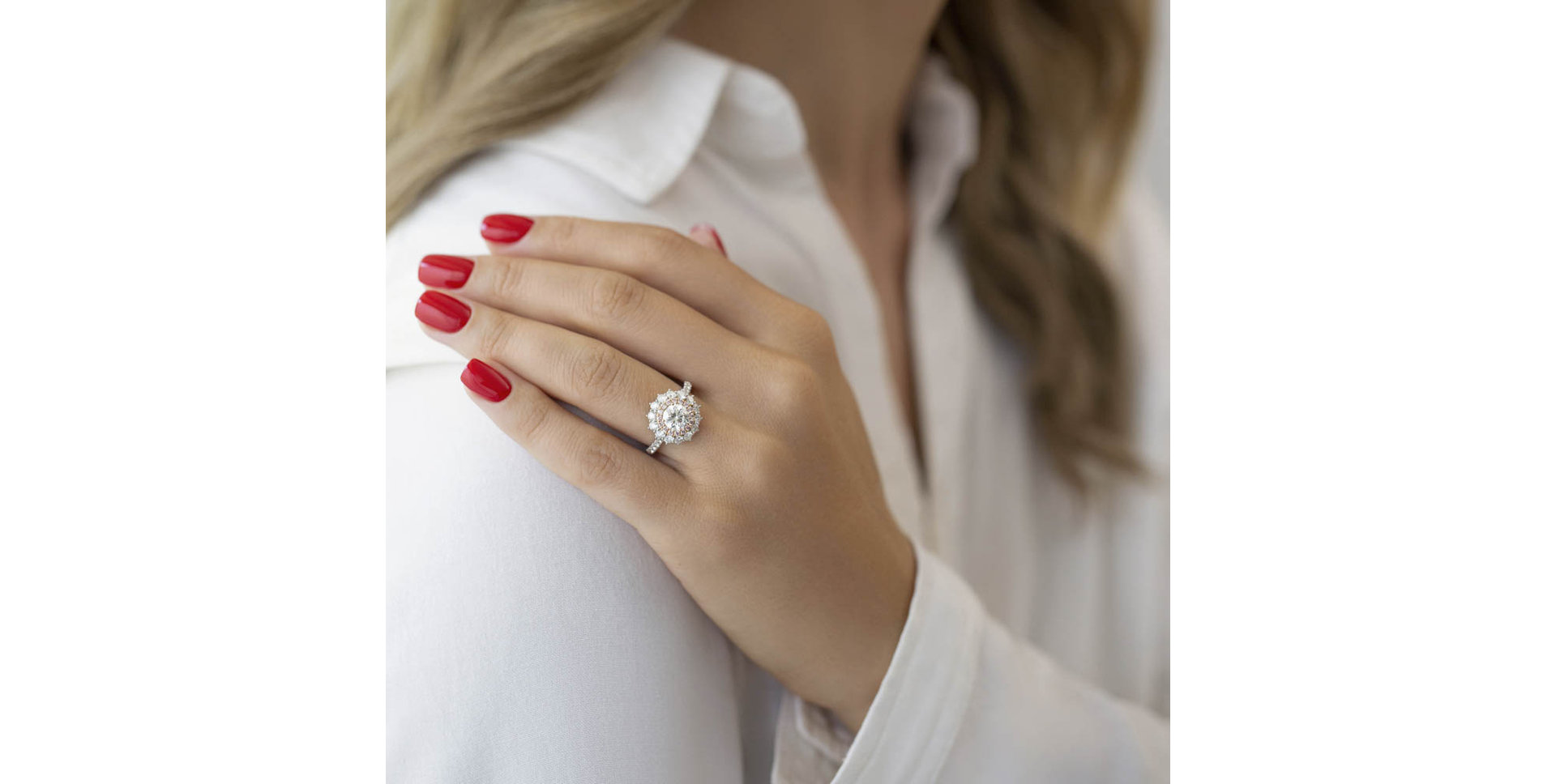 Prsten s růžovými a bílými diamanty Princess